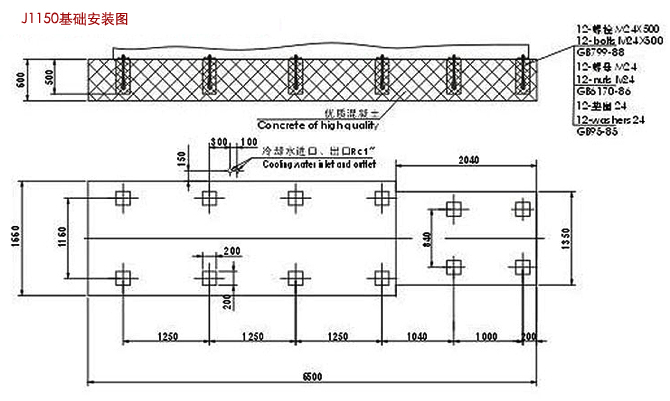 J1150型(500吨)5000千牛卧式冷室压铸机安装图2